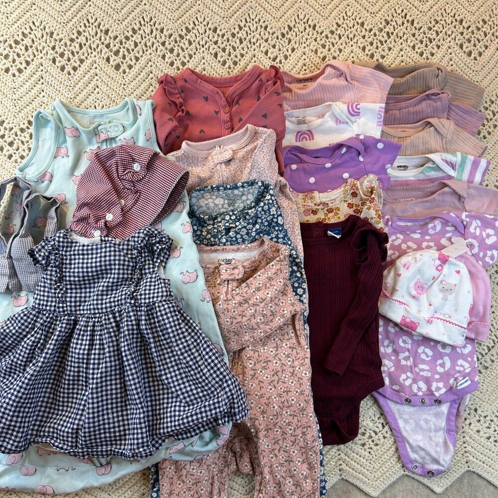 3-6m Baby Girl Clothing Bundle Carters Onesies Cloud Island Baby B'gosh Old Navy